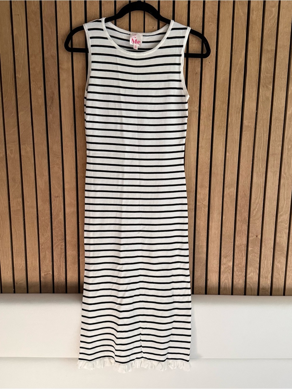 So Me Black and White Striped Sleeveless Maxi Dress